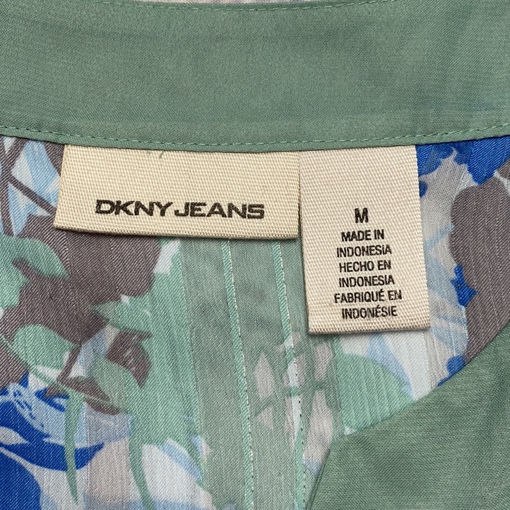 DKNY JEANS Green Floral Tunic Top Size: Medium - Picture 12 of 17